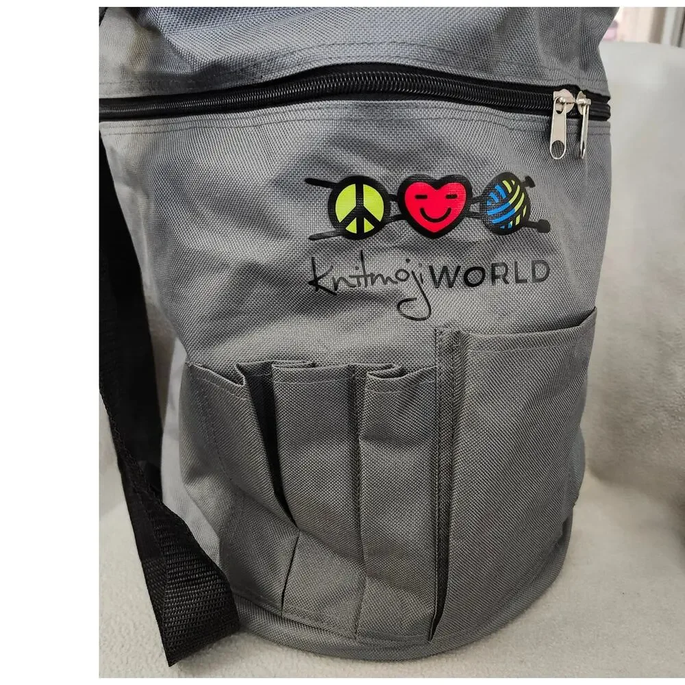 Knitting World Infinity Yarn Storage Bag Cylinder Organizer Tote Crochet Purse